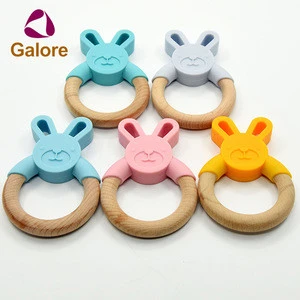 Custom silicone baby teether wood animal teether with best price