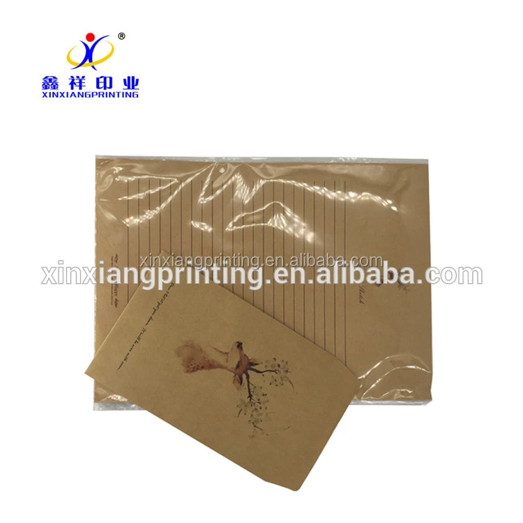 Custom Size/Logo print Superior Quality Printed Brown  Kraft Mailing Envelope with Letter Writing Paper