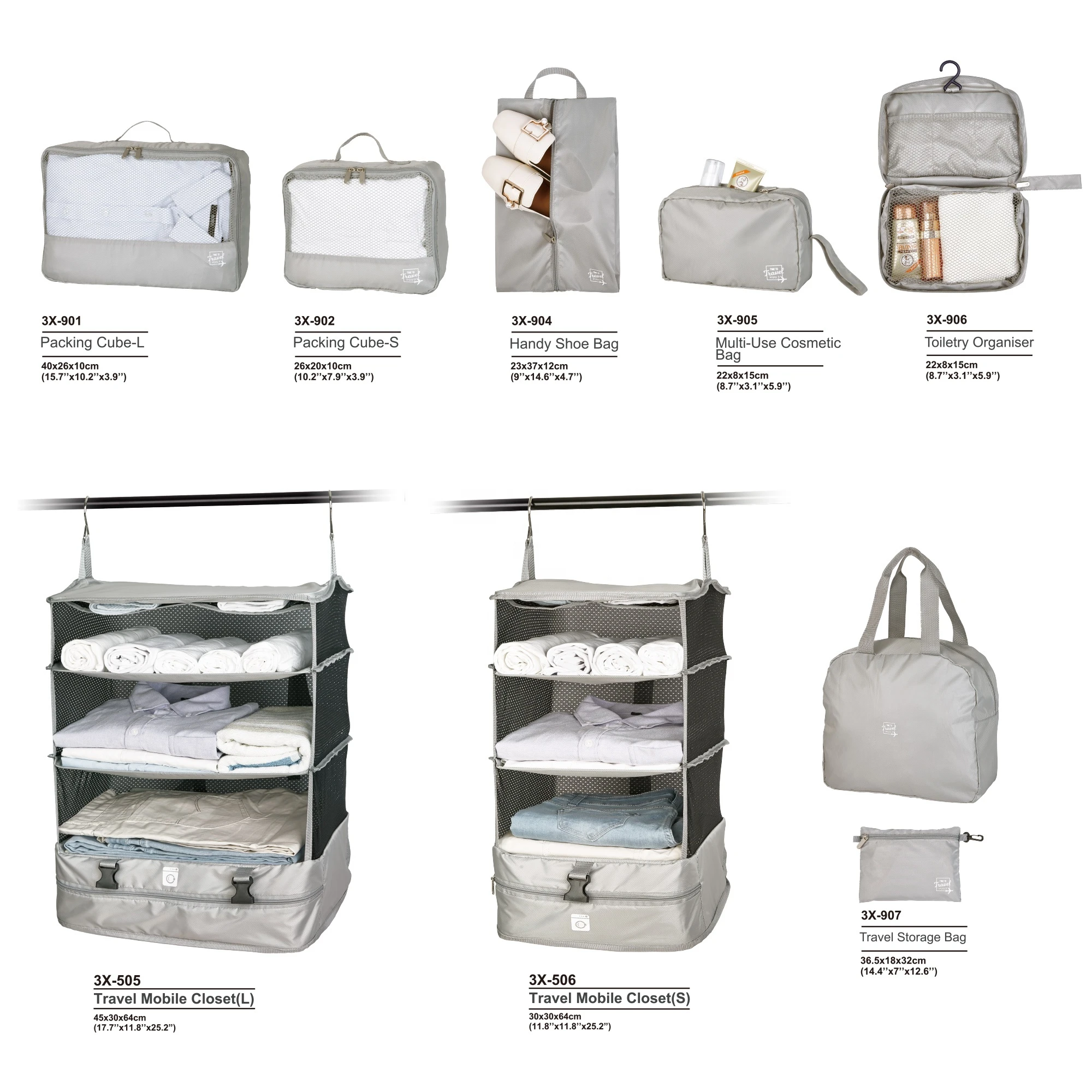 Customized 9pcs/set Waterproof Shoe Bags Travel Luggage Travel Bags Makeup Packing Cubes