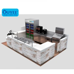 Customized Bar Counter Commercial Coffee Shop Counters Display Furniture Mall Coffee Shop Kiosk Designs Modern Coffee Kiosk