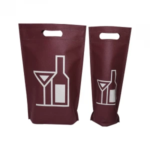 Customized Non Woven Single Bottle Wine Tote Bag