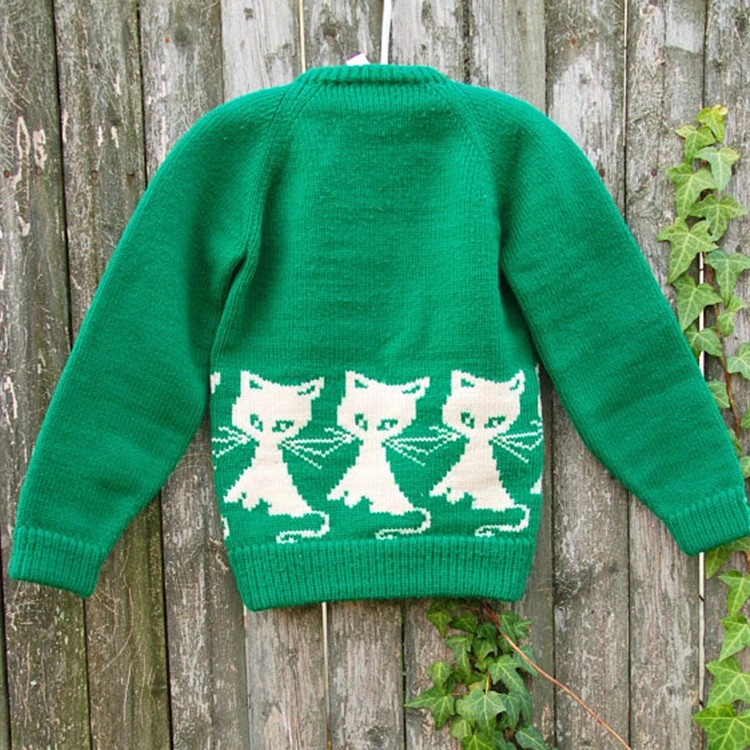 Cute Cat Knit Baby Sweater Cotton with Zip