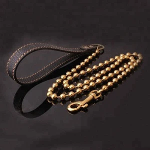 DAICY Top quality pet stainless steel bead link gold plated dog lead chain
