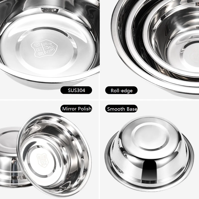 Direct Selling Kitchenware Large Round Metal Chinese Soup Sauce Bowl Salad Nesting Mixing Bowl Set Stainless Steel Serving Bowls