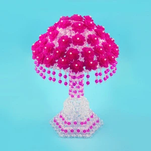 DIY Handmade Beaded Acrylic Beads For Peony Flower Table Lamp Home Accessories Bedroom Decoration Wedding