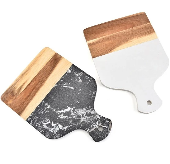 DiYue Homeware DIY203511 Marble Cheese Serving Platter Acacia Wood Chopping Blocks Kitchen Tray Utensils Wooden Cutting Boards