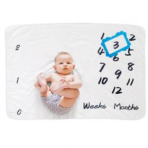Double Sided Baby Monthly Milestone Blanket Soft Smooth Custom Printed Polar Fleece Blanket