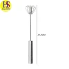 Durable 10-14 Inch Stainless Steel Semi-Automatic Egg Whisk with Long Handle Household Rotatable Egg Tools