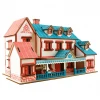Educational wooden toy 3d jigsaw larg house puzzle