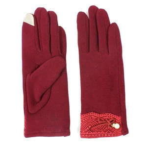 Elegant LaceWomens Mittens Winter Velvet Warm Female Gloves Touch Screen Fashion Ladies Gloves For Bicycles Moto Mitt 3 colors