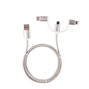 Excellent quality braided aluminum case 3 in 1 usb multi charge data cable