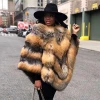 Factory elegant/graceful winter poncho design women fox fur coat