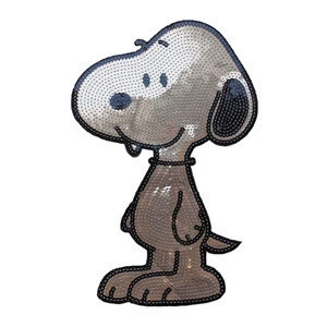 Factory price snoopy custom sequin patch for garment accessories