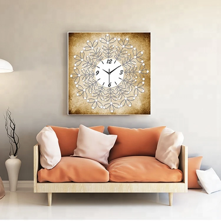 Factory Sale Creative Art Decoration Diamond Painting DIY Beautiful Crystal Diamond Painting Wall Clock For Home Decor