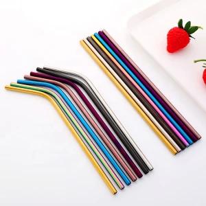 Factory wholesale bar accessories food grade 304 metal stainless steel straw reusable, black straw