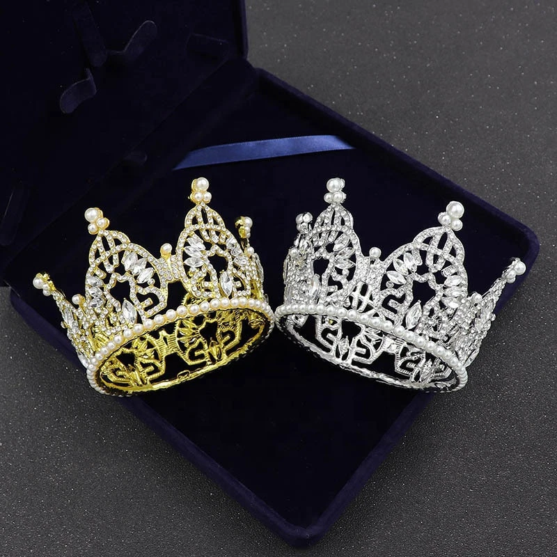 Factory wholesale customized mini Rhinestone full round crowns Small Cute Pony Tiara For Kids