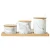 Import Fancy luxury style wholesale kitchen empty ceramic spice containers marble wooden lid spice jar with bamboo stand from China