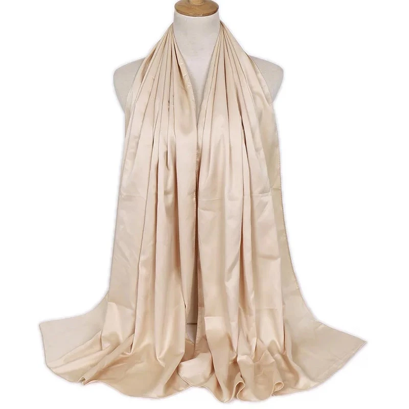 Fancy satin silk scarves plain shawls for malaysia women shawls