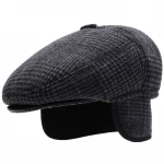 Fashion  Checked Men Winter WarmHat  Ear Flap Beret