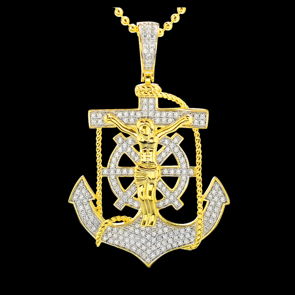 Buy Fashion Hip Hop Design 925 Sterling Silver Jesus Cross Anchor ...