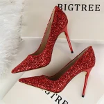 fashion rivets  heels lady pump high heel shoes