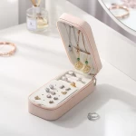 Fashion Womens Mini Leather Jewellery Storage Case Travel Makeup Organizer Faux Leather Custom Jewelry Box with Logo