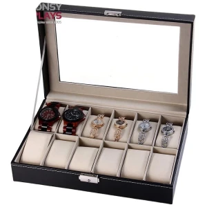 Fashionable counter wrist watch display wooden jewelry box