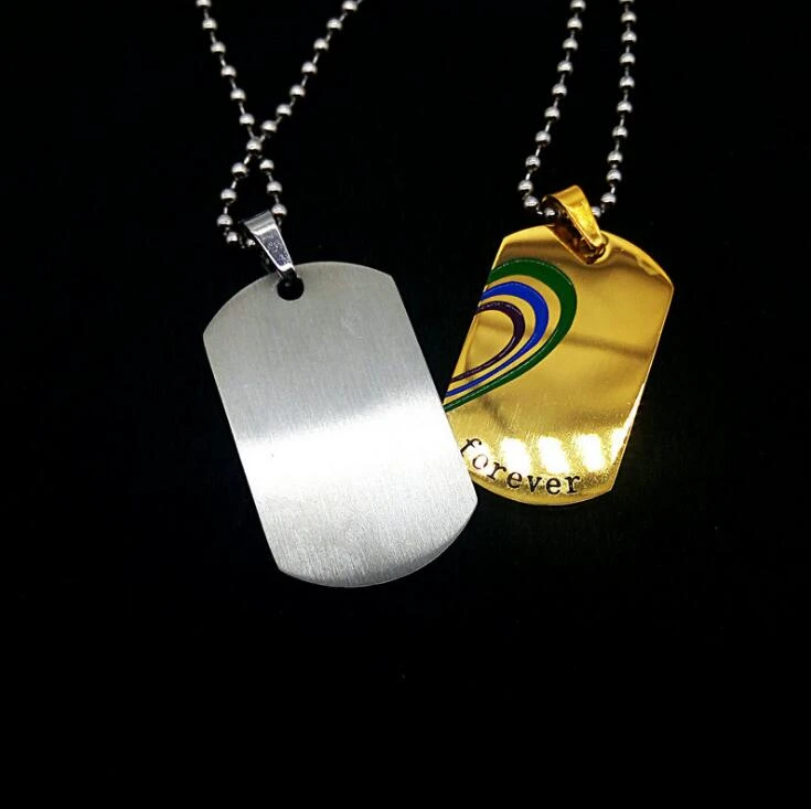 Fashionable stainless steel rainbow couple heart-shaped Necklace Pendant