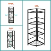 Four Layers Flipshelf-Folding Metal Shelf-Small Space Solution Home,Kitchen,Bathroom and Office Shelving-Corner Shelf