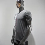 Free Shipping Custom Design Mandarin  High Quality Cheap Price Men Shirts With  Rubber Print Logo