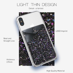 Free Shipping Glitter 3M Adhesive Cell Mobile Phone Case ID Card Holder