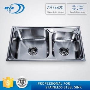 Free Standing Commercial Kitchen Sink / Stainless Steel Double Sink 16 gauge top mount australian stainless steel kitchen sinks