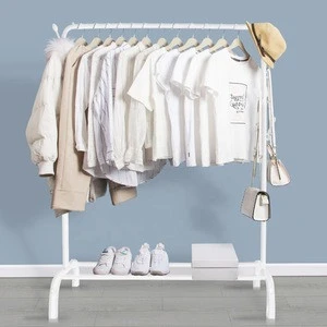 Freestanding White Metal Clothes Rack