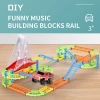 Funny Building Puzzle Block Toy Track Plastic Flashing Light Rail Track Extreme Speed Electric Rail Car Slot Toy