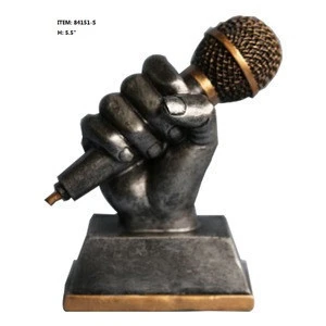 Gifts and crafts award resin music microphone trophy decoration sculptures statue