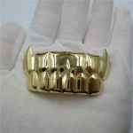 Gold Teeth Grillz Top  Bottom Grills Dental Mouth Punk Teeth Caps Cosplay Party Tooth Body Jewelry