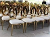 Gold Wedding Stainless steel chair with clear hollow back for wedding party