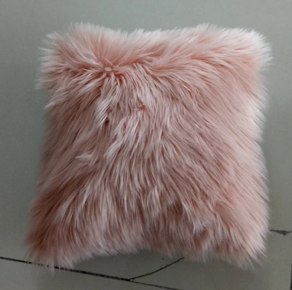 good quality 35*50cm faux fur long pile cushion covering pillow, long hair sofa faux fur cushion
