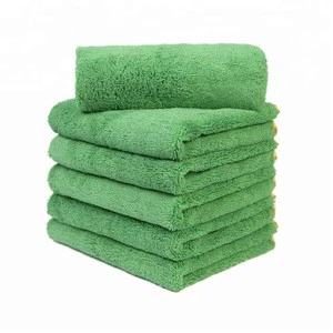 Green Color Long Short Pile 380GSM 40X60CM Auto Dry Car Wash Tool Kit Microfiber Towel for Auto detailing