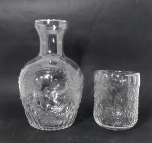 hand blown decorative glass water juice pitcher jug carafe with glass lid