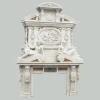Hand Carved Indoor Modern Double White Marble Stone Figure Fire Place Fireplaces Frame Manteles Surrounds For Sale