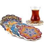 Hand Printed Turkish Ceramic Tea - Coffee Coaster From Turkey
