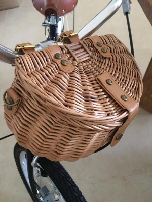 Hand-woven children wicker, shoulder bag back bag bicycle basket messenger small rattan basket children&#x27;s small back basket