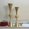 headstand gold&silver trumpet metal vase wedding table centerpiece flower holder centerpiece trumpet vase