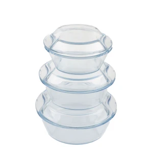 Heat Resistant Clear Tempered Glass Salad Bowl with Lid