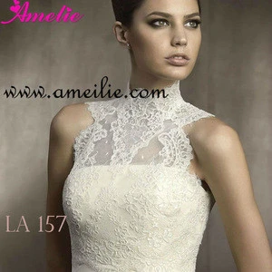 High neck sleeve lace bridal jackets and wraps
