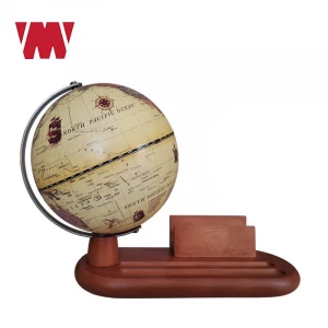 High quality 14cm antique navigation desktop decoration world globe with name card and pen holder office desk deco world globe
