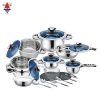 High quality 24pcs stainless steel cookware set induction cooking pot set with thermometer for home & restaurant