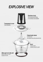 High quality customized electric glass bowl vegetable food chopper food processor