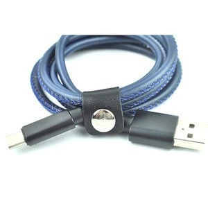 High Quality Leather Style Mobile Phone USB Data Cable